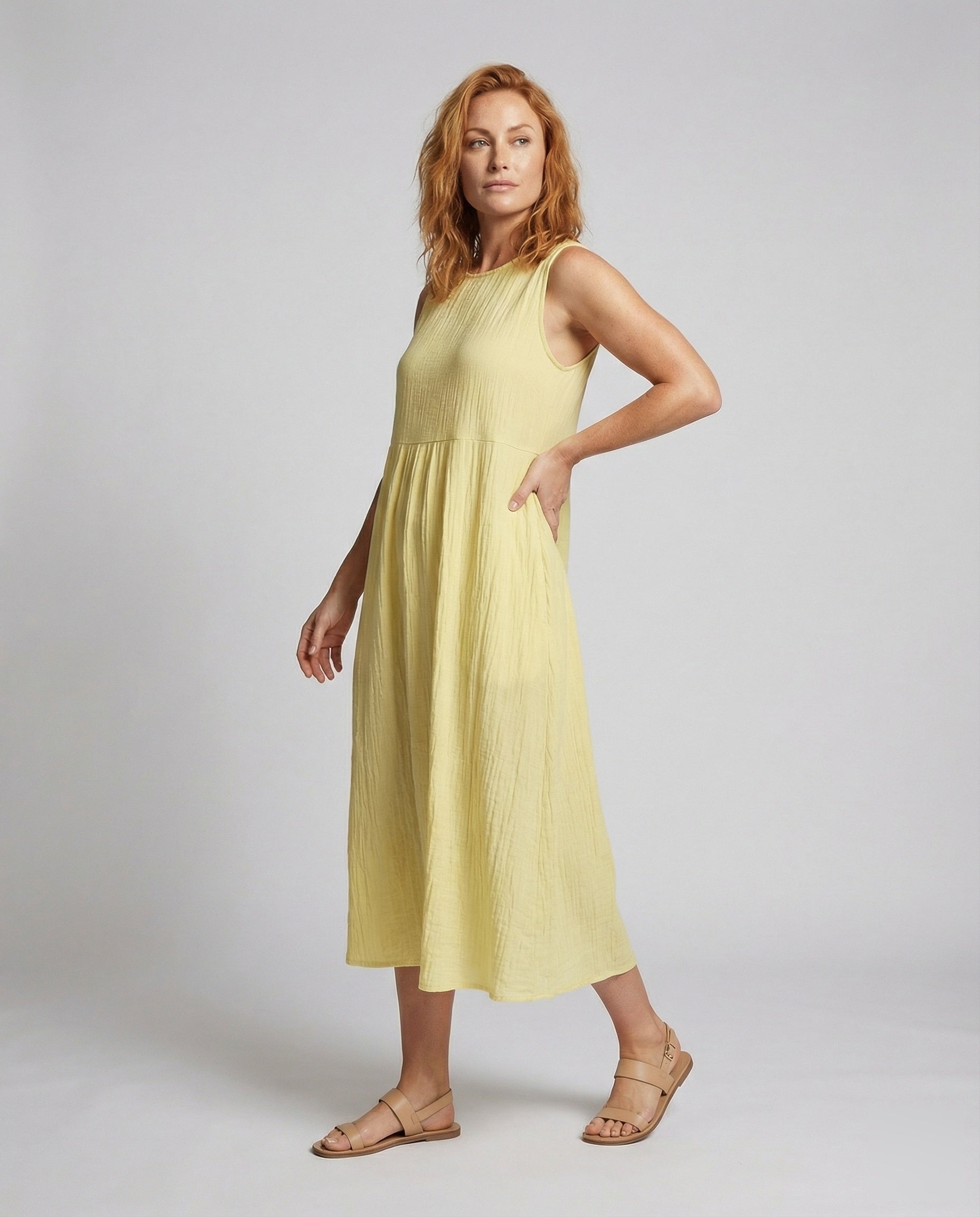 Damen A-Linien-Midikleid Luftig Taillenpasse - Norvielle