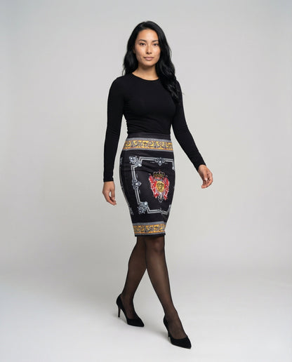 Damen Midilanger Bleistiftrock Paisley-Print - Norvielle