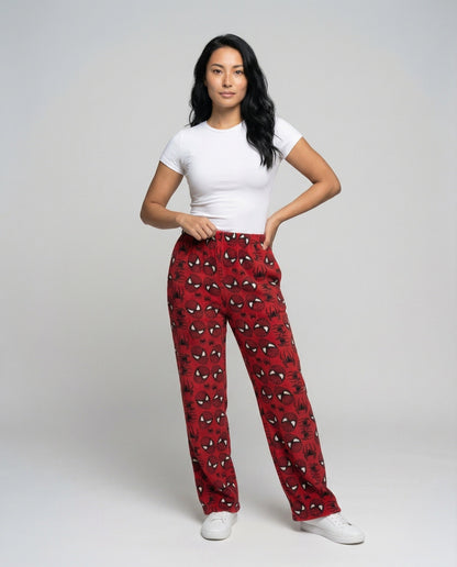Damen Mikrofleece Loungehose Allover-Muster Schwarz - Norvielle