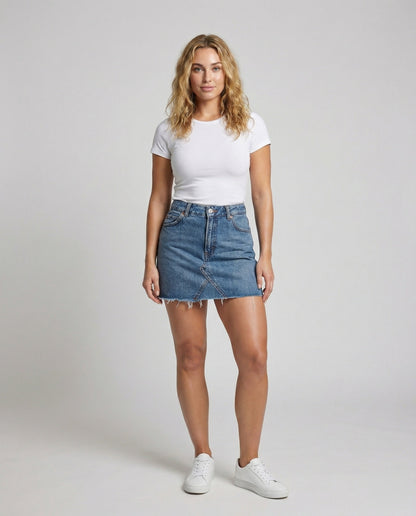 Damen Asymmetrischer Jeans-Minirock - Norvielle