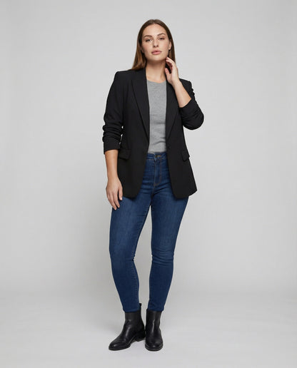 Damen Einreiher Blazer Konturiert Seitenabnäher - Norvielle