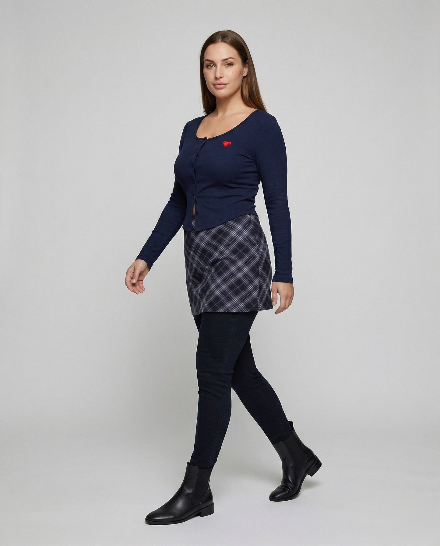 Damen Karierte Strickrock Mini Schwarz Weiss - Norvielle