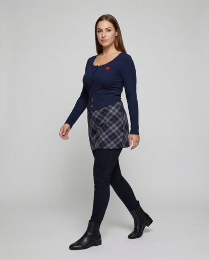 Damen Karierte Strickrock Mini Schwarz Weiss - Norvielle