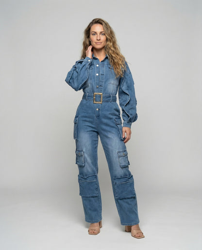 Damen Robuste Cargo-Jeans-Overall - Norvielle