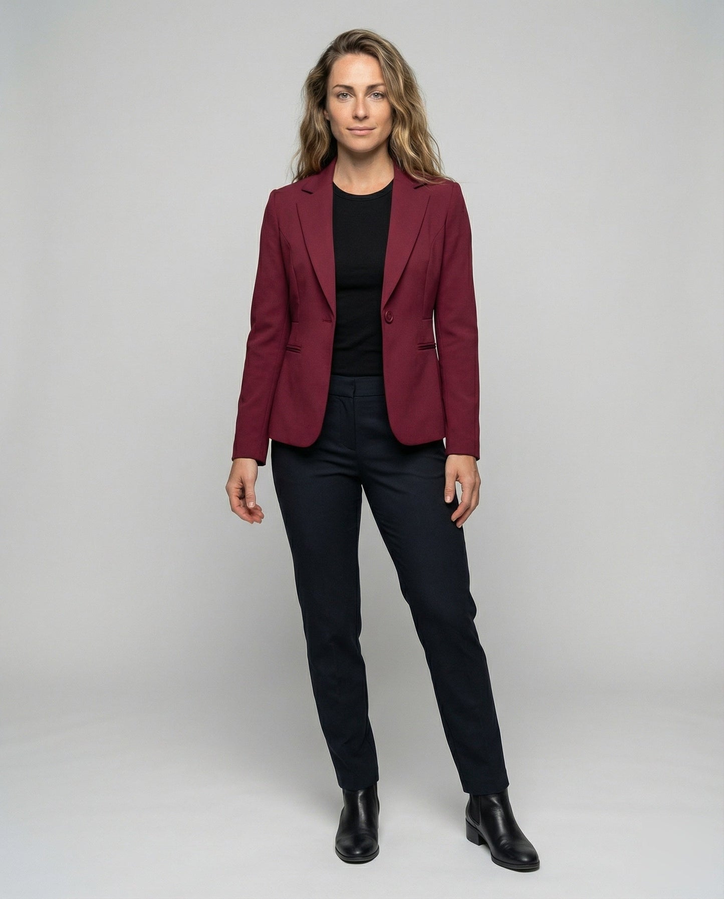 Damen Kurzblazer Dreiviertelarm Wollblazer Schwarz - Norvielle