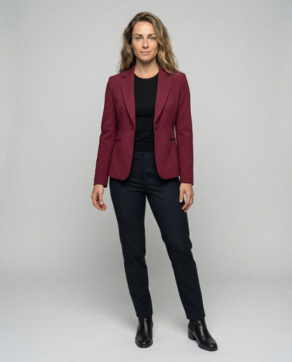 Damen Kurzblazer Dreiviertelarm Wollblazer Schwarz - Norvielle