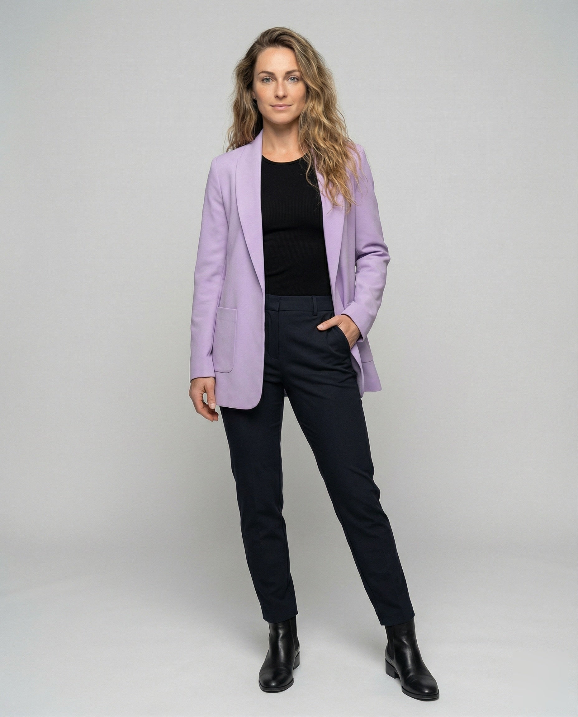 Damen Longblazer Kastig Modisch Schwarz - Norvielle