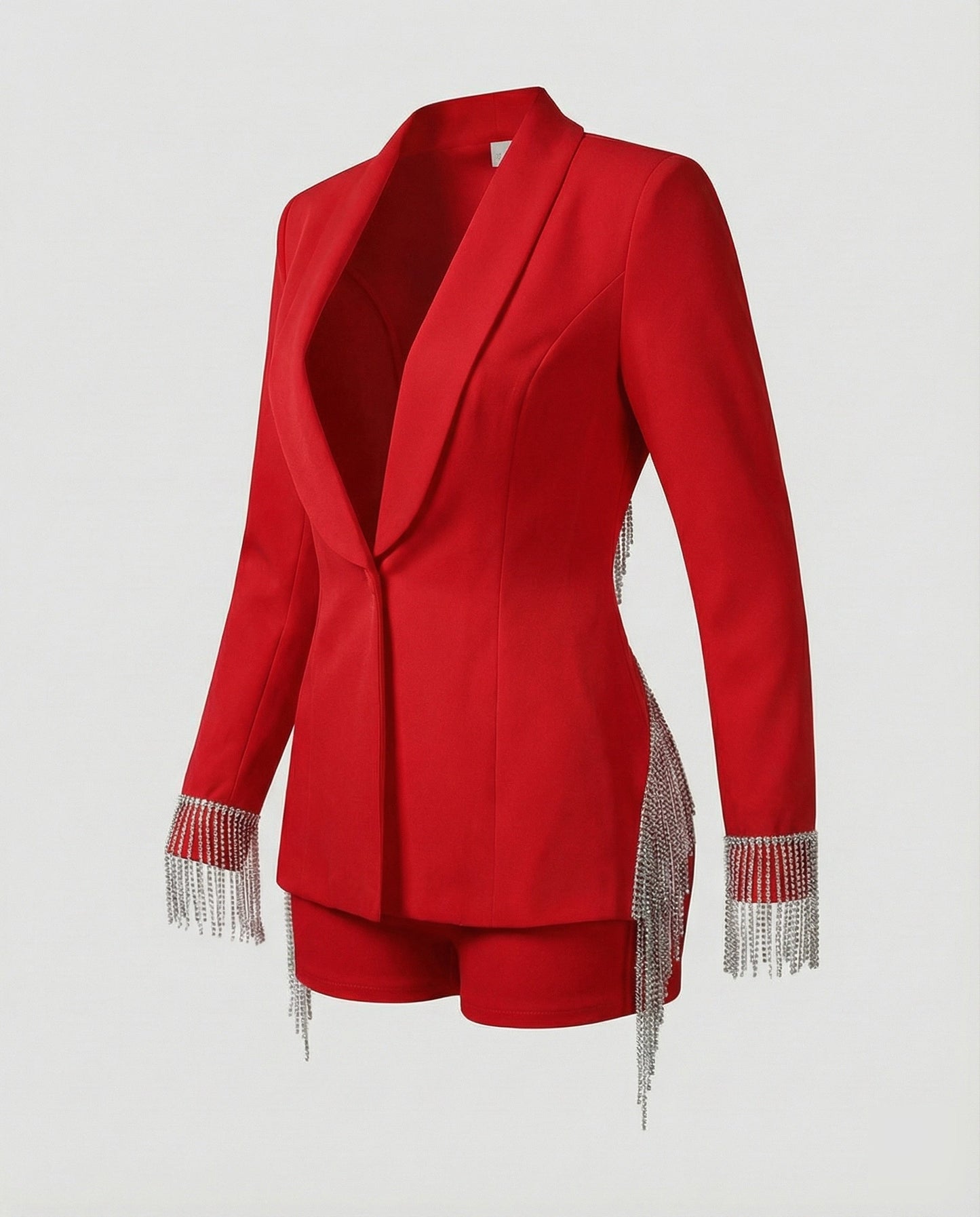 Damen Strass Blazer Shorts Set Party