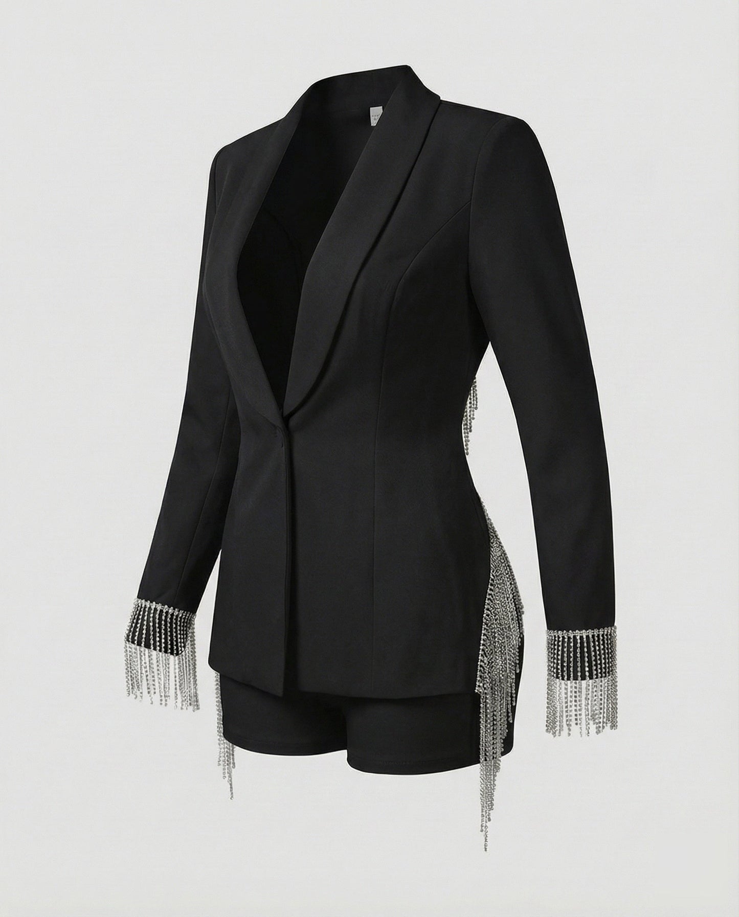 Damen Strass Blazer Shorts Set Party