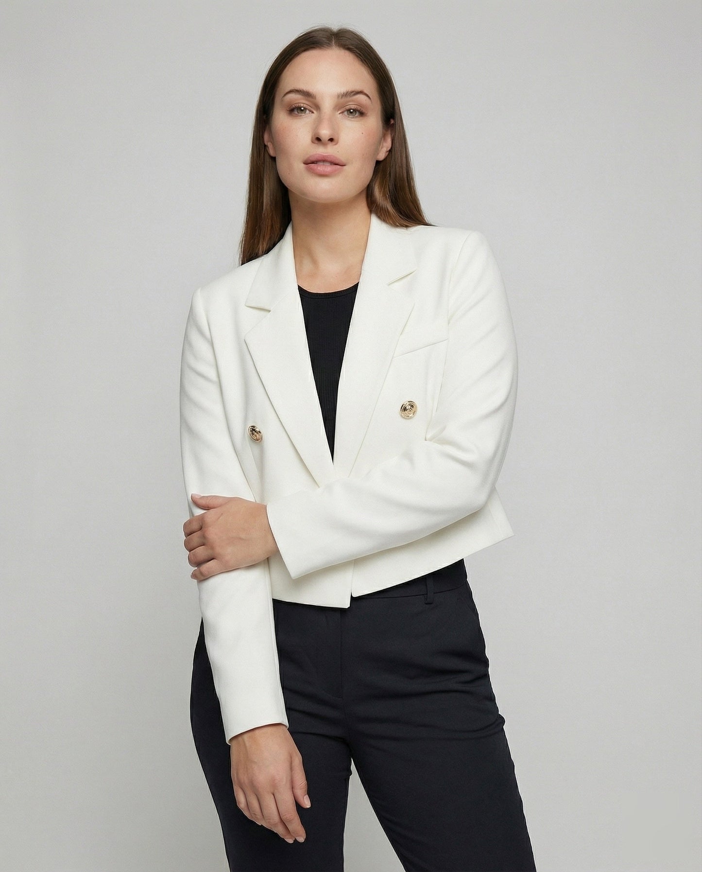Damen Zweireiher Blazer Verkürzt