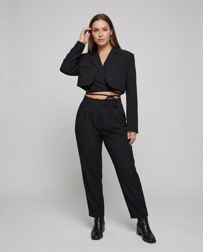 Damen Blazer Schulterbetont Schwarz - Norvielle
