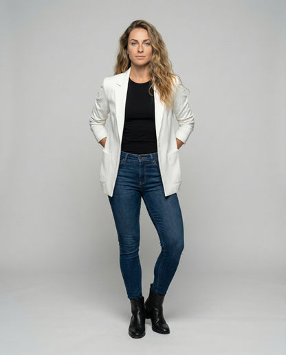 Damen Kastenblazer Lockere Verlängerte Form Schwarz - Norvielle