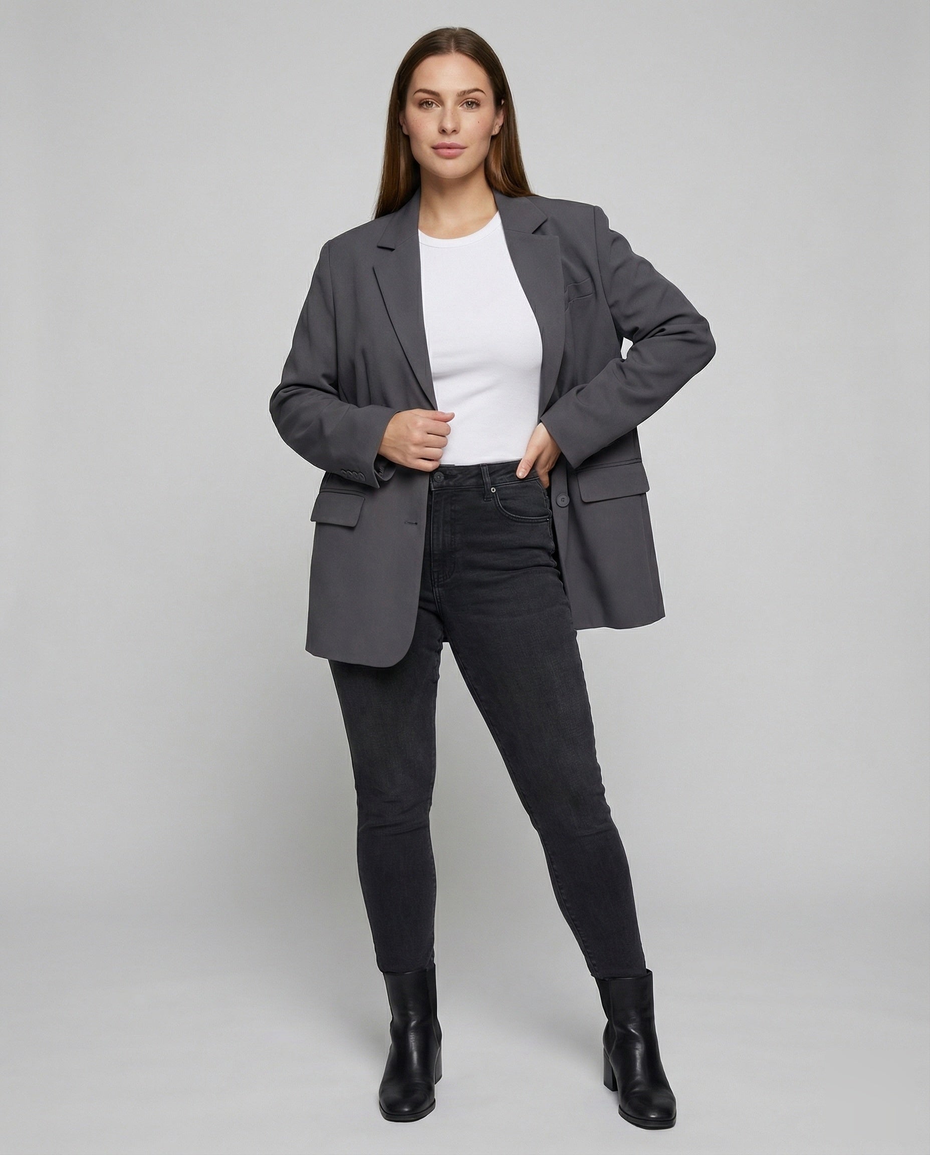 Damen Asymmetrischer Longblazer Modern Schwarz - Norvielle