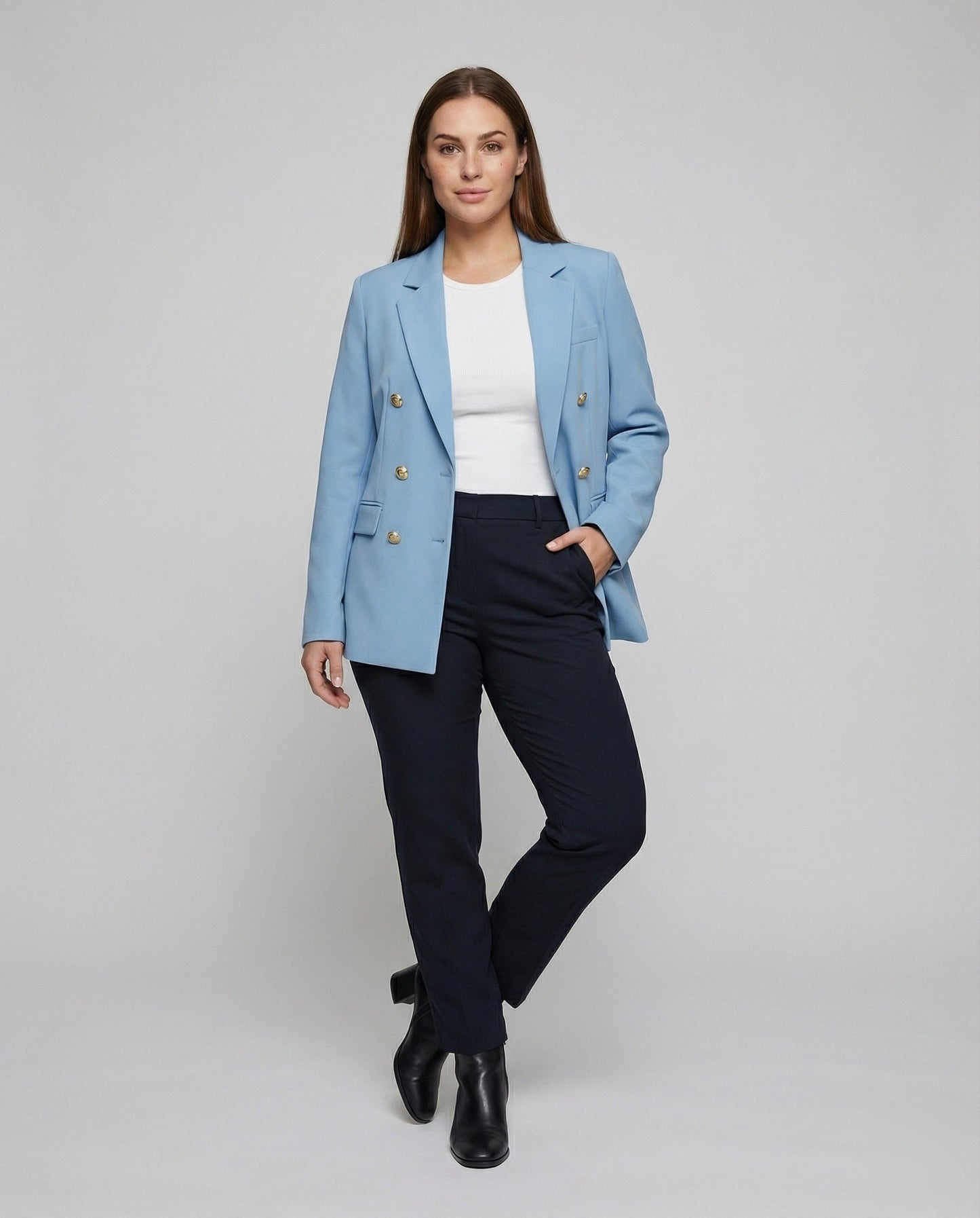 Damen Blazer Doppelreiher Edel Goldene Knöpfe - Norvielle