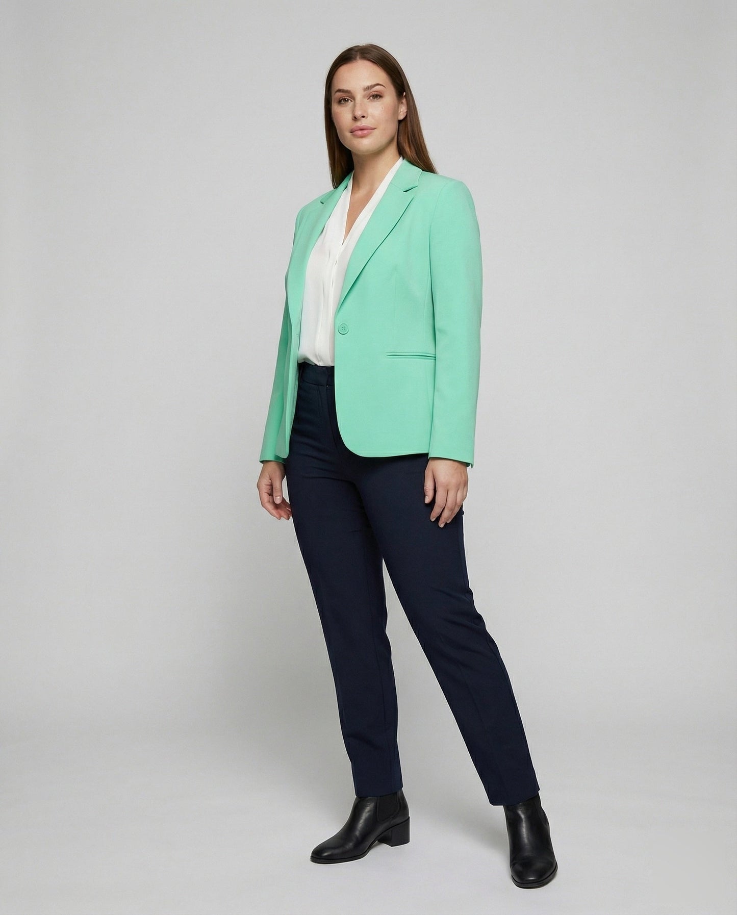 Damen Stretchblazer Formgebend Mit Nähten Schwarz - Norvielle