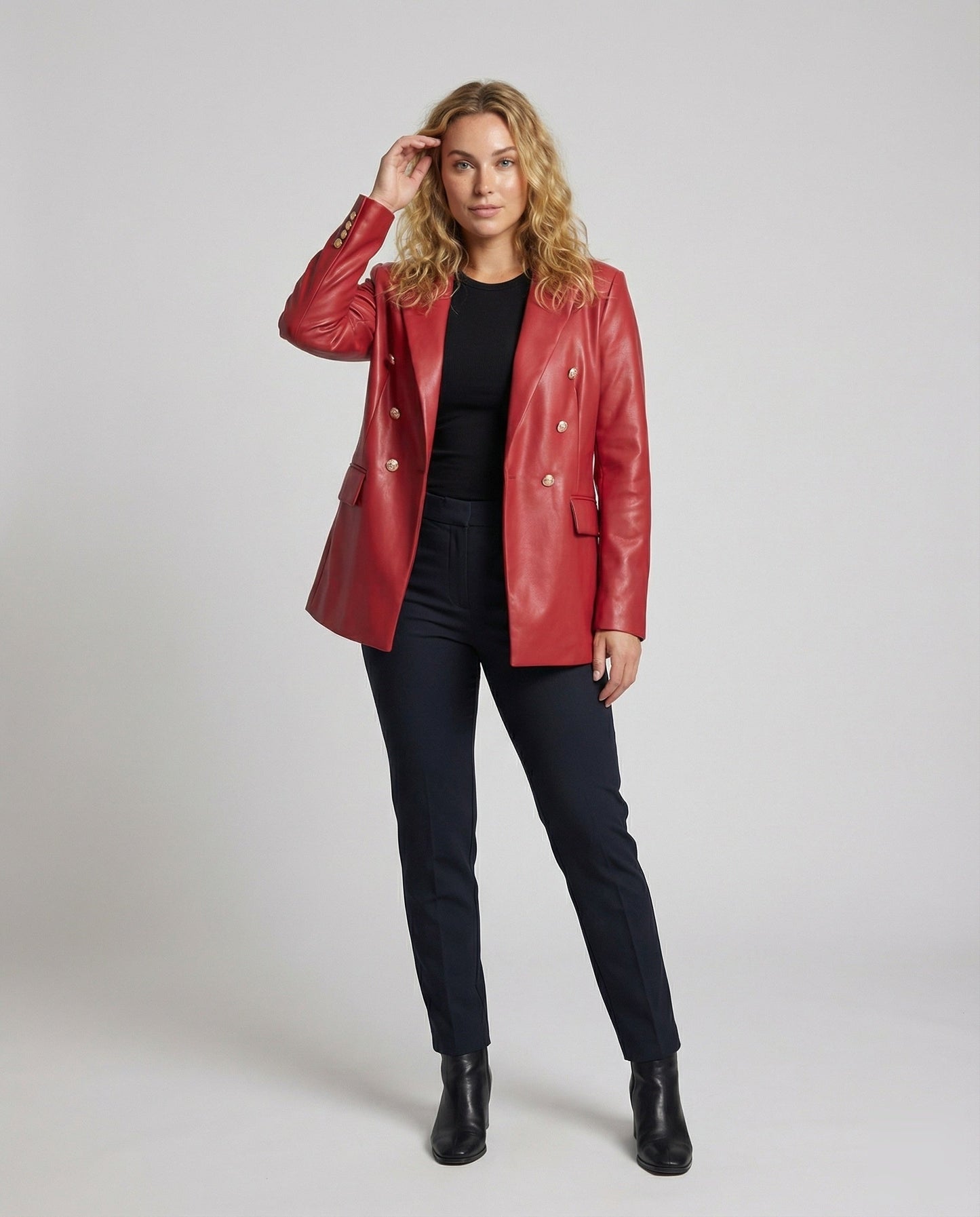 Damen Taillierte Kunstleder Blazer - Norvielle