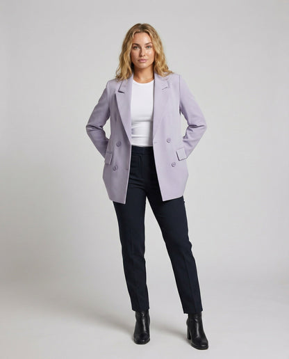 Damen Midiblazer Lässig Breiter Revers - Norvielle
