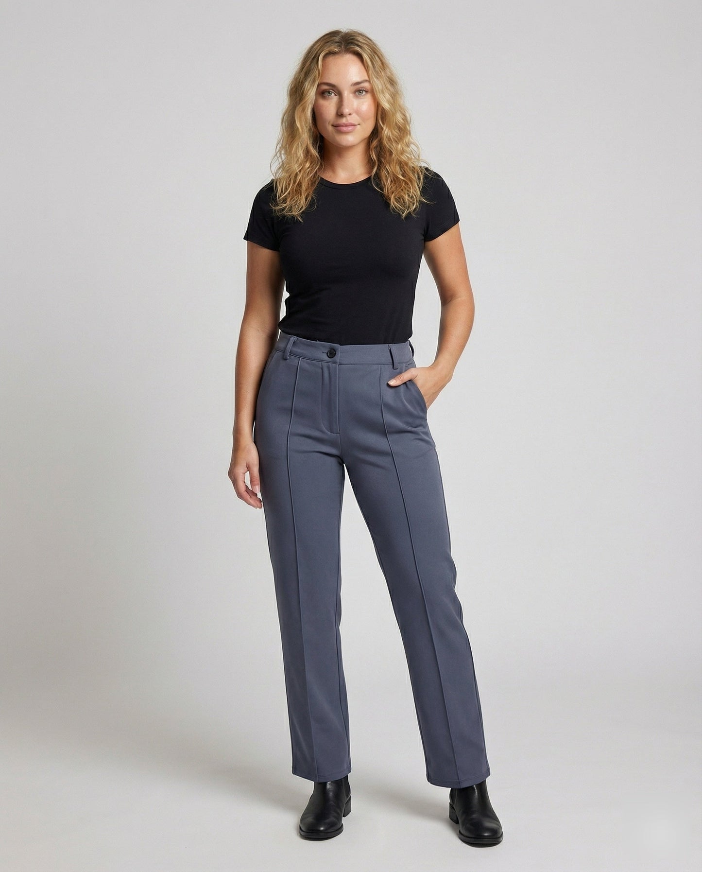 Damen Bügelfaltenhose Anzugset Schwarz - Norvielle