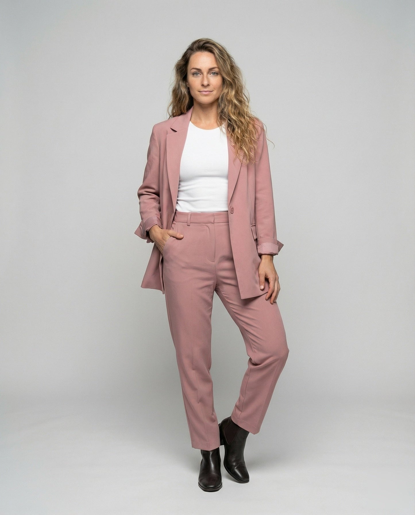 Damen Blazerhosen-Set Lockere Weite Bein Schwarz - Norvielle