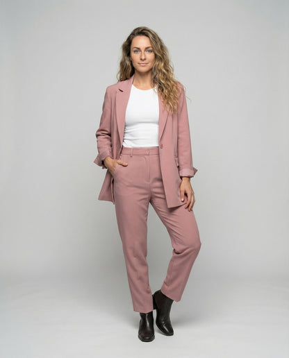 Damen Blazerhosen-Set Lockere Weite Bein Schwarz - Norvielle
