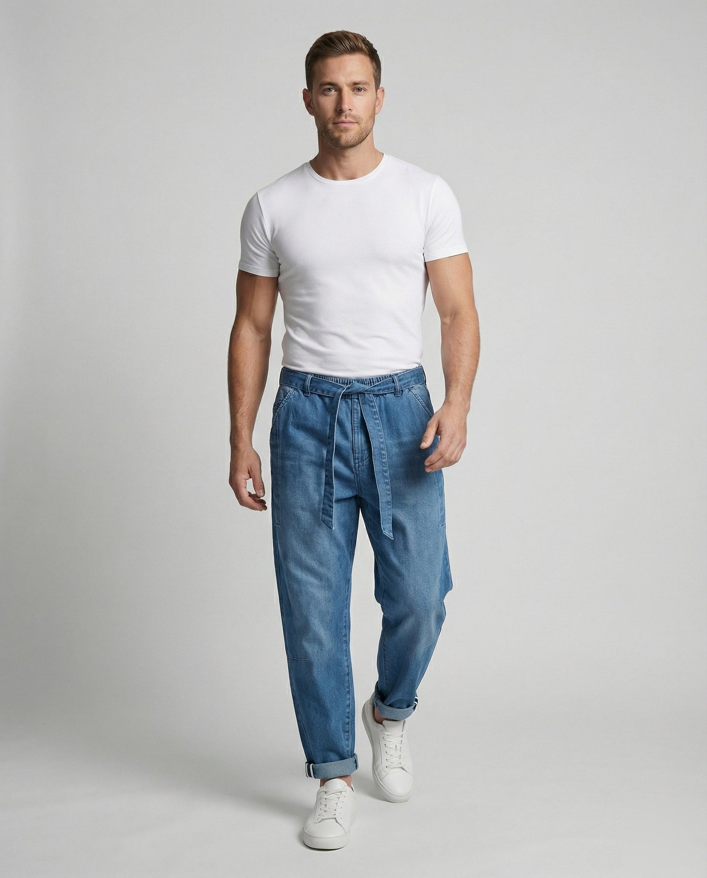 Herren Denim Slouch Pants Komfortbund Dunkelblau - Norvielle