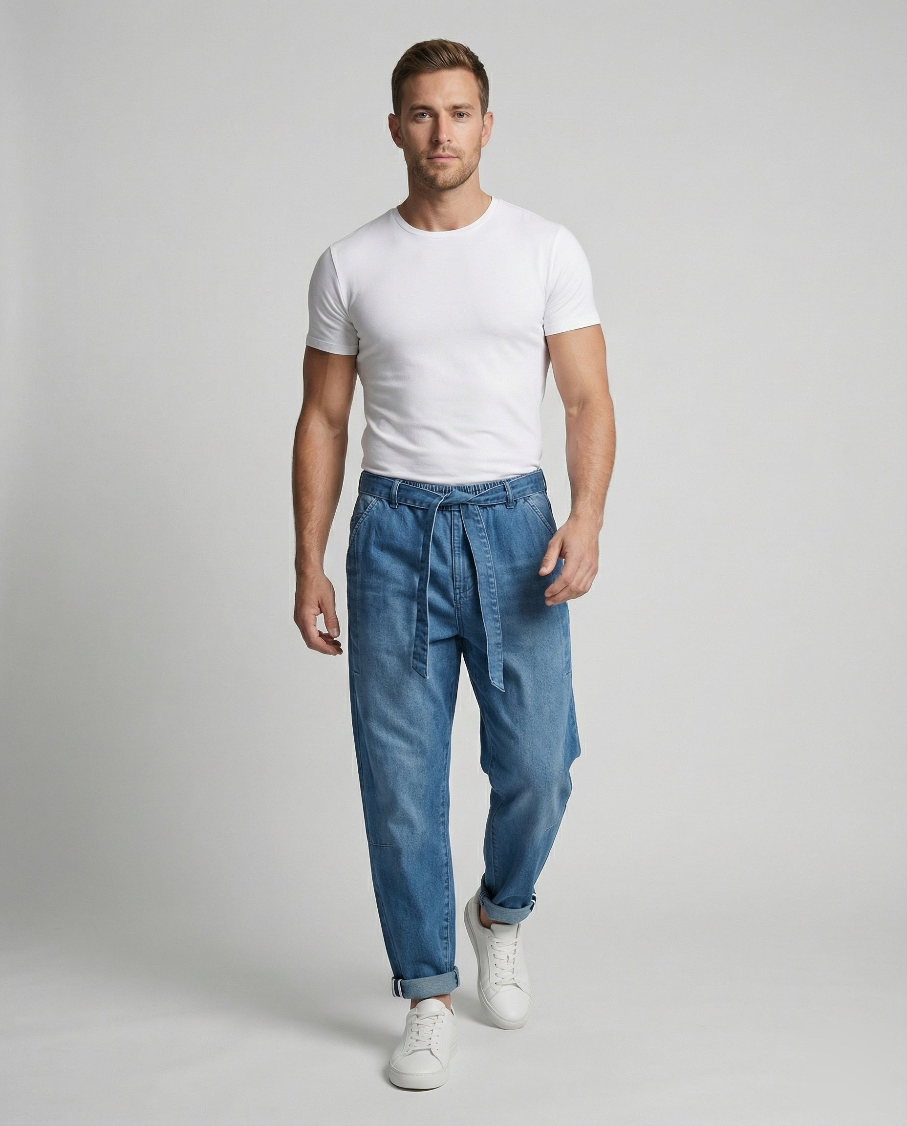 Herren Denim Slouch Pants Komfortbund Dunkelblau - Norvielle