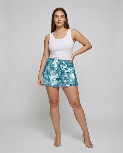 Damen Pailletten Minirock Taillenbetont - Norvielle