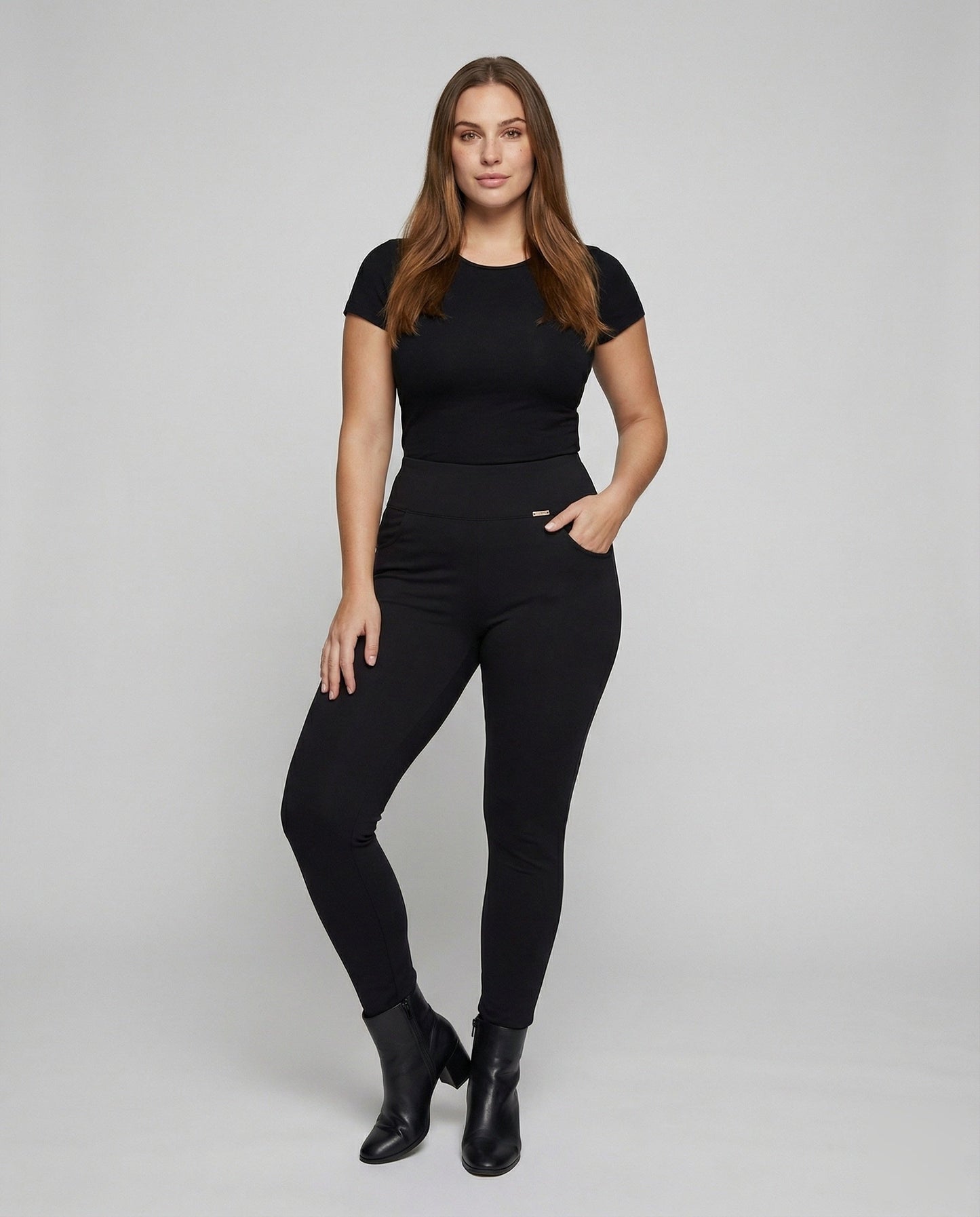 Damen taillenformende Leggings mit Eingrifftaschen - Norvielle
