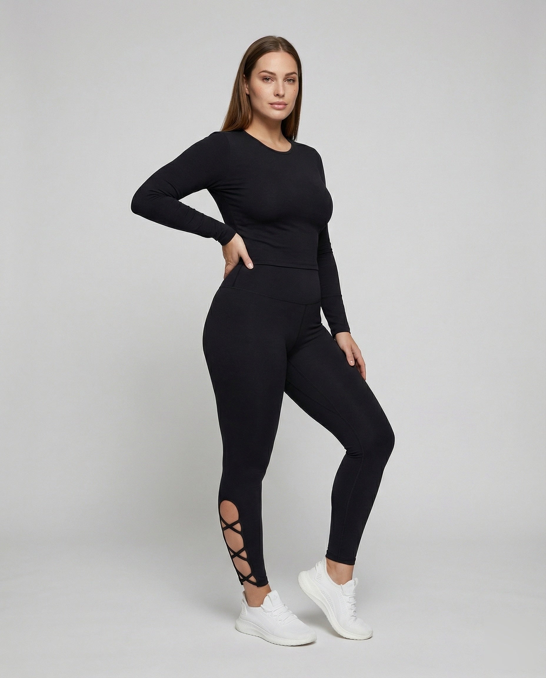 Damen Leggings Taillenformend Riemchen-Detail - Norvielle