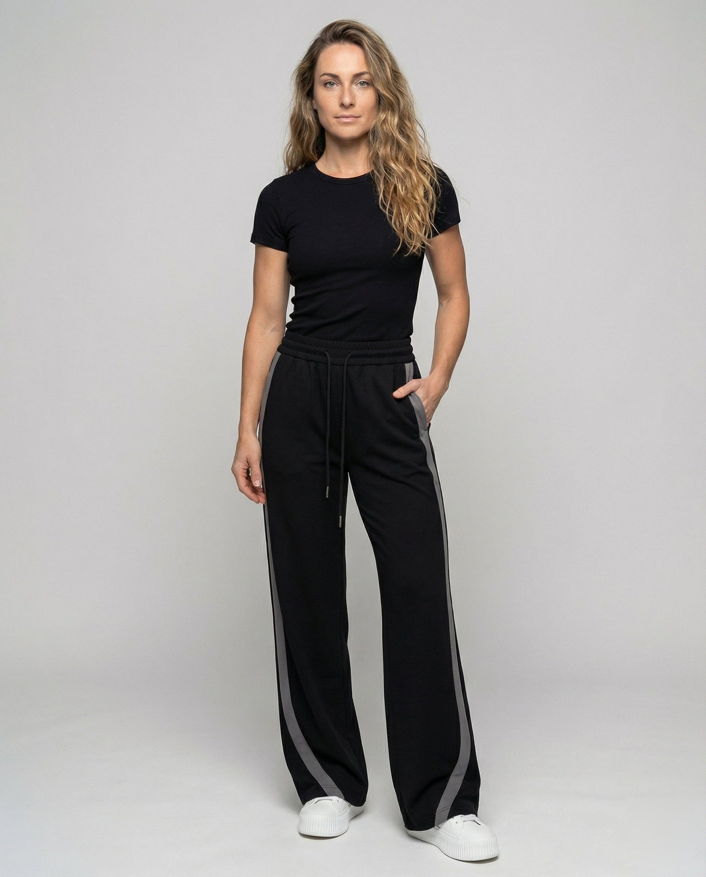 Damen Freizeithose Taillenhohe Hose Kontraststreifen - Norvielle