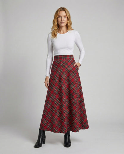 Damen A-Linie Maxirock Karierter Stoff - Norvielle