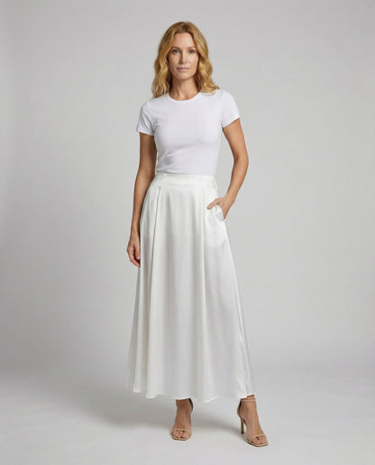 Damen Maxi-Kreisrock Satin-Look - Norvielle
