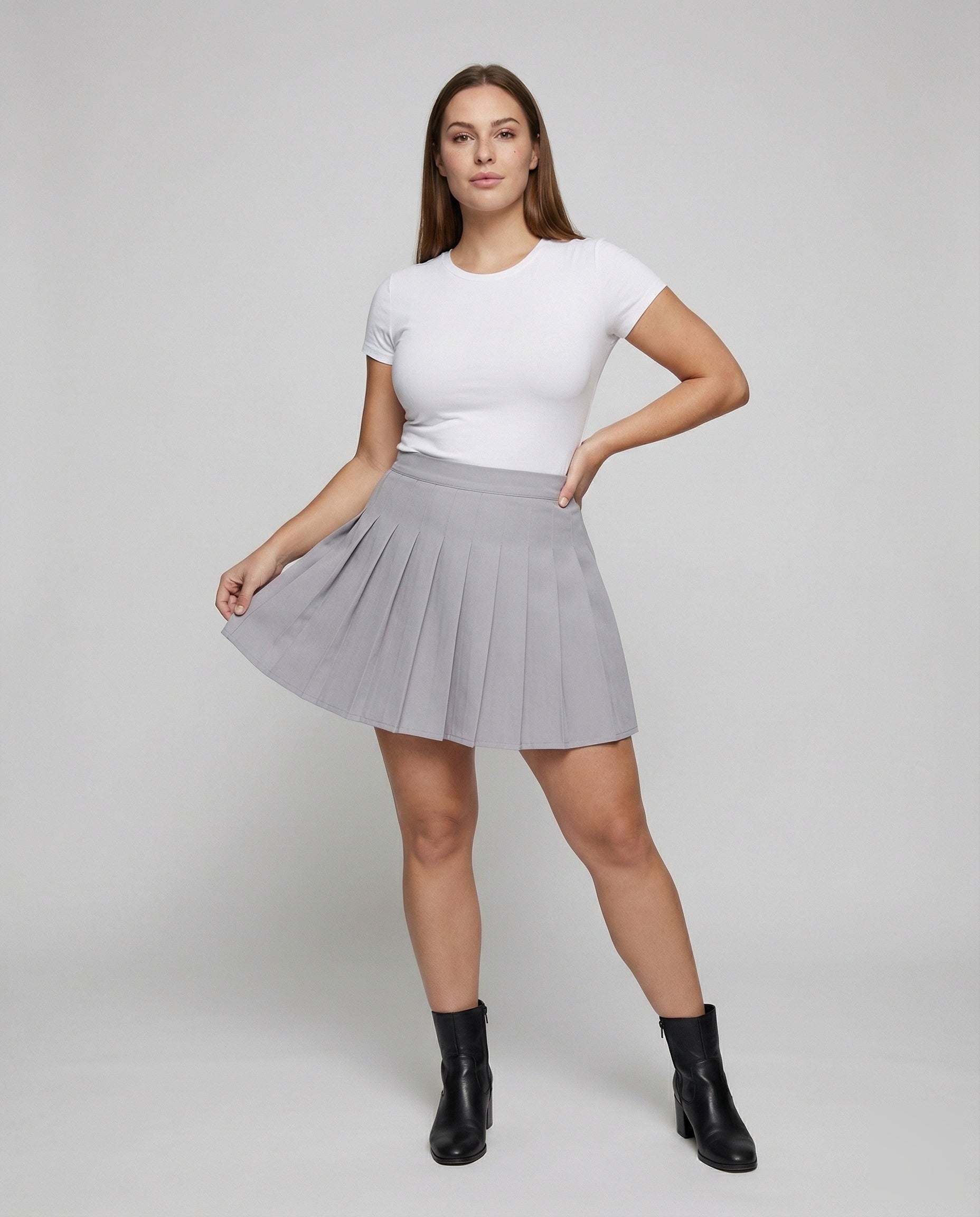 Damen Midirock Taillenlang mit Boxfalten - Norvielle