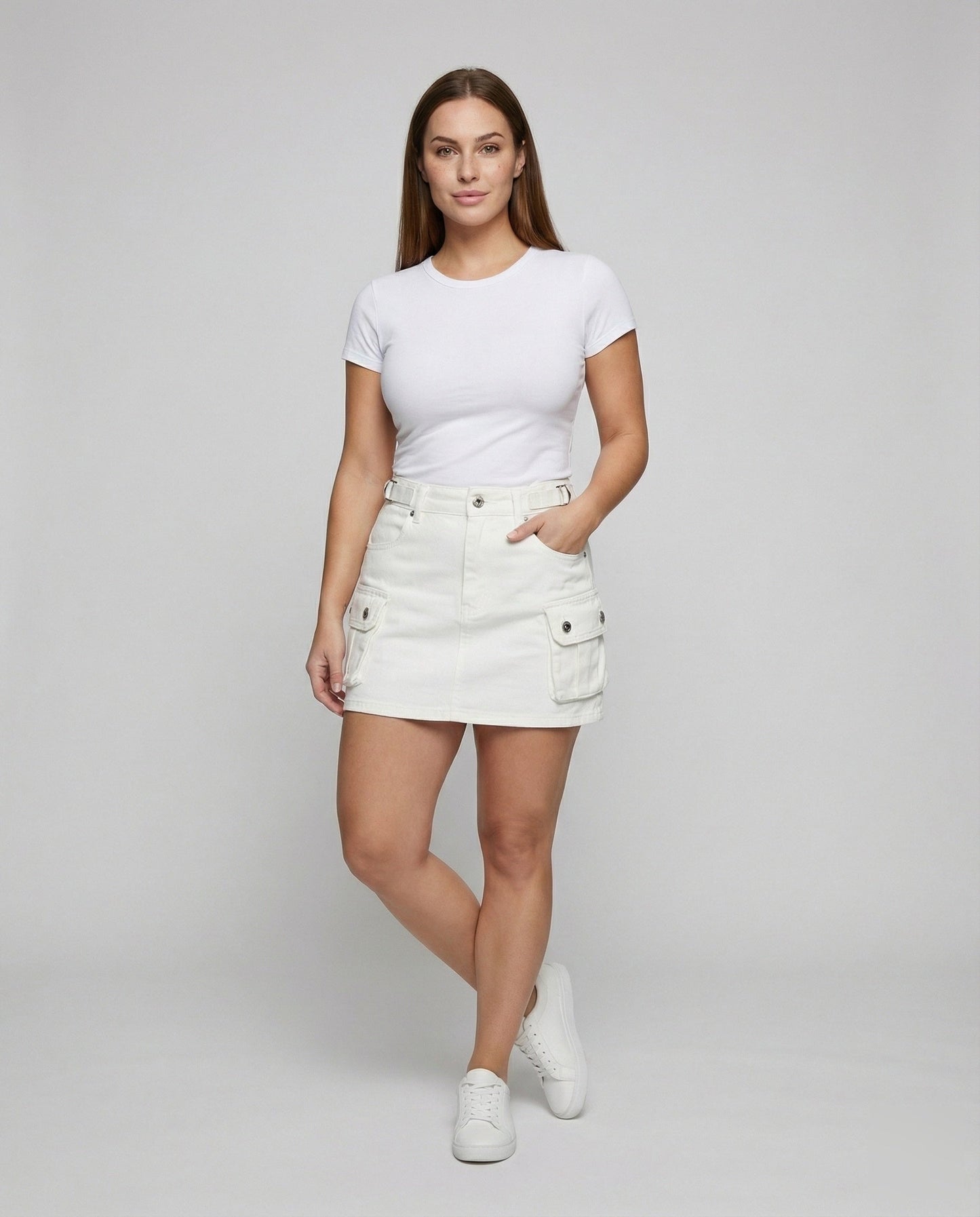 Damen A-Linie Minirock mit Stoffgürtel - Norvielle