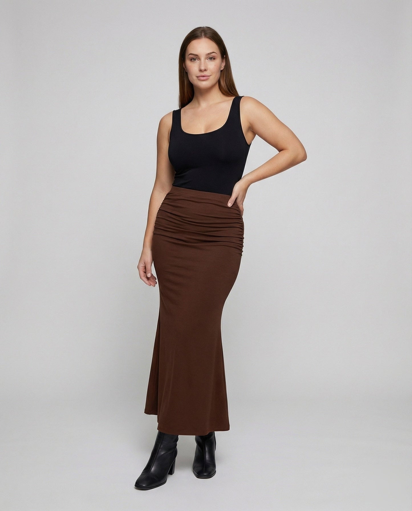 Damen Midirock High-Waist Trompetensaum - Norvielle