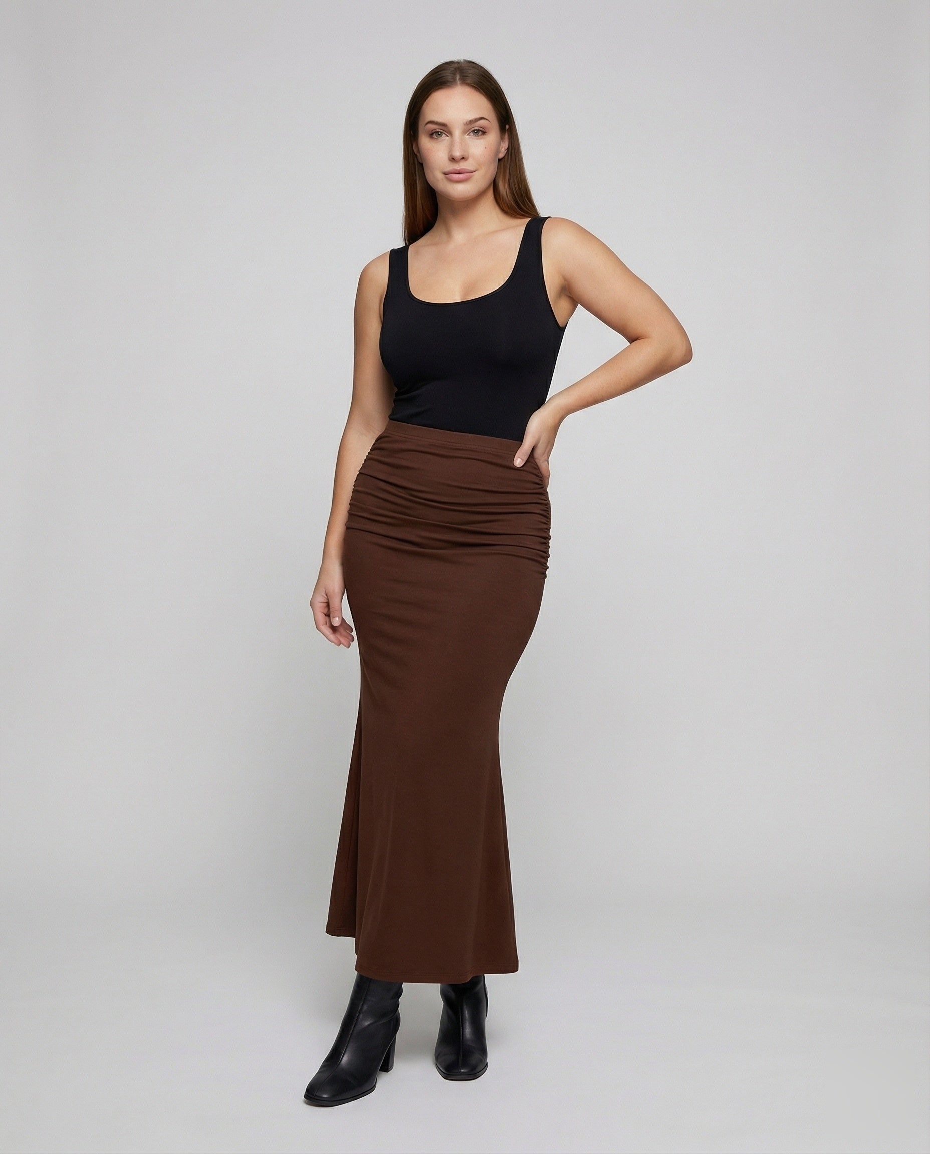 Damen Midirock High-Waist Trompetensaum - Norvielle