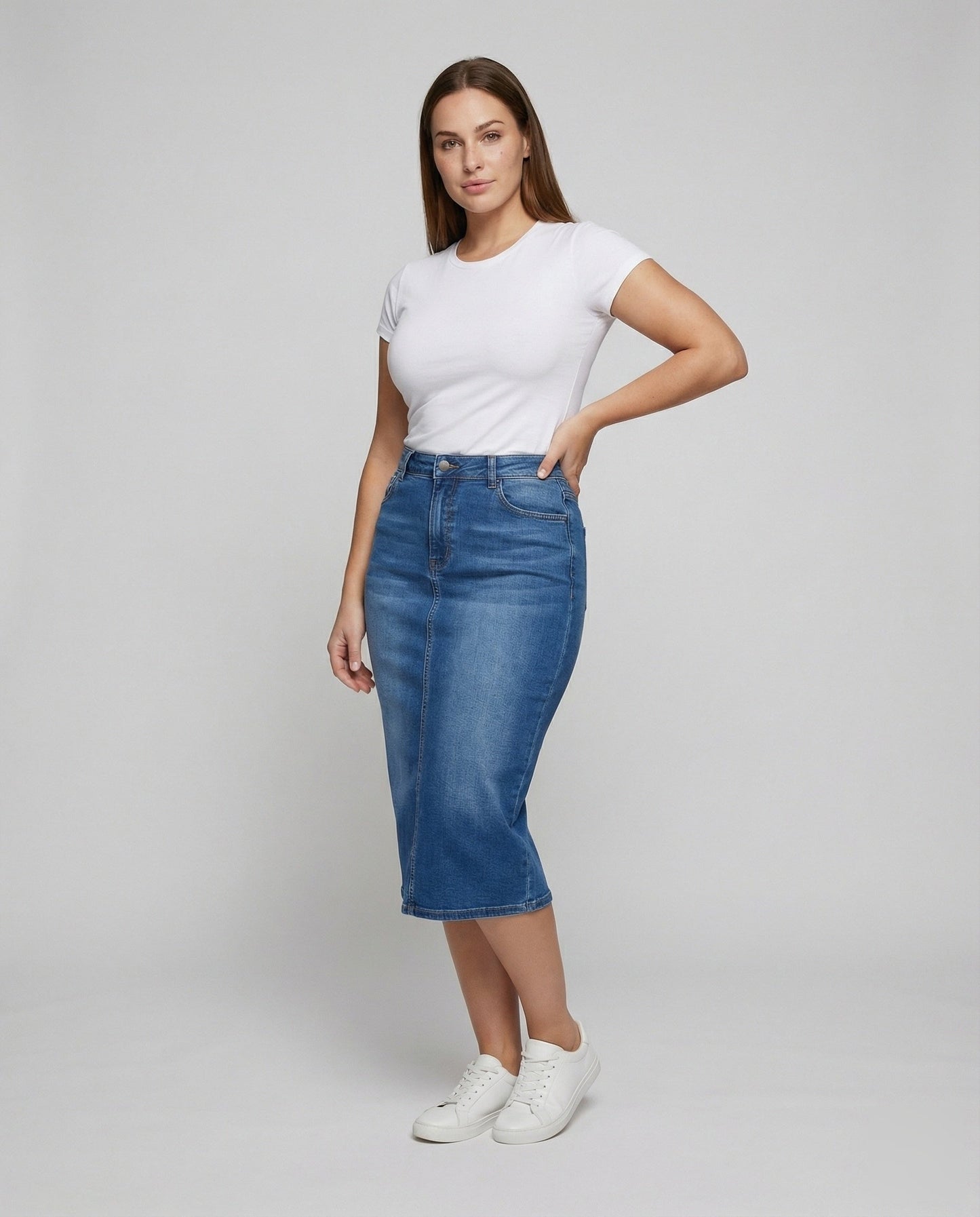Damen Jeansrock Mittelnaht Schwarz - Norvielle