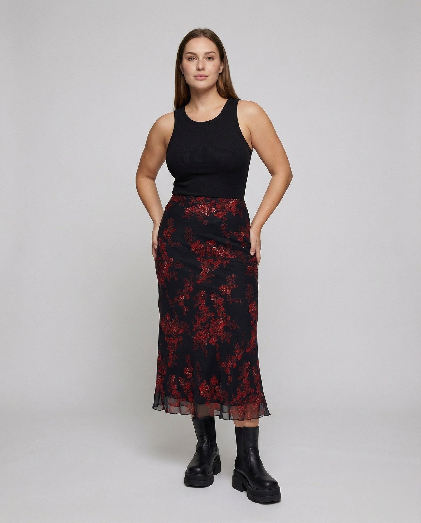 Damen Chiffonrock Florale Stickerei - Norvielle