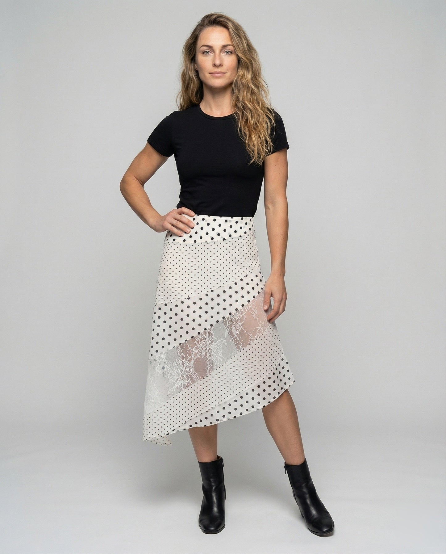 Damen Midirock Tailliert Punkteprint - Norvielle