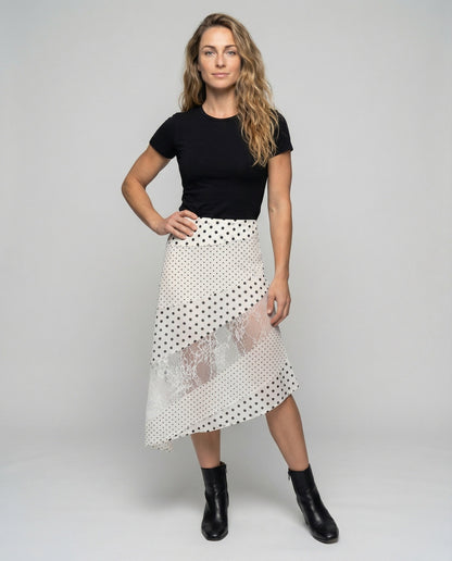 Damen Midirock Tailliert Punkteprint - Norvielle