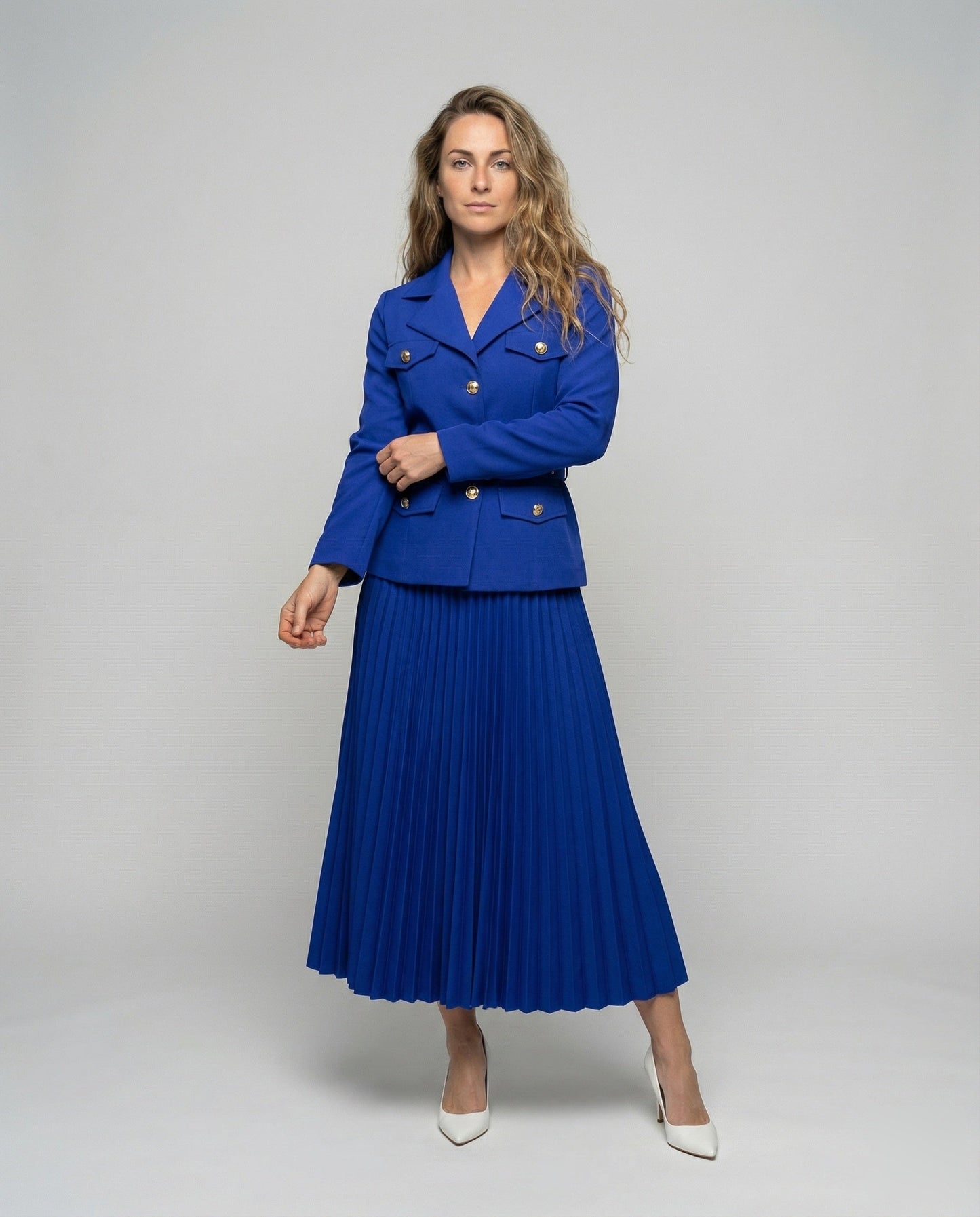 Damen Blazer-Set Plissierter Maxirock - Norvielle