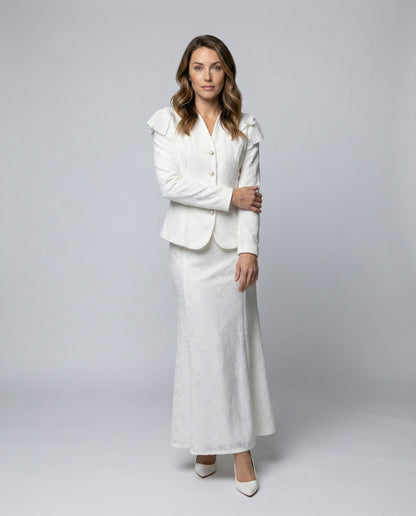 Damen Kostüm Spitze Blazer A-Linie Rock - Norvielle