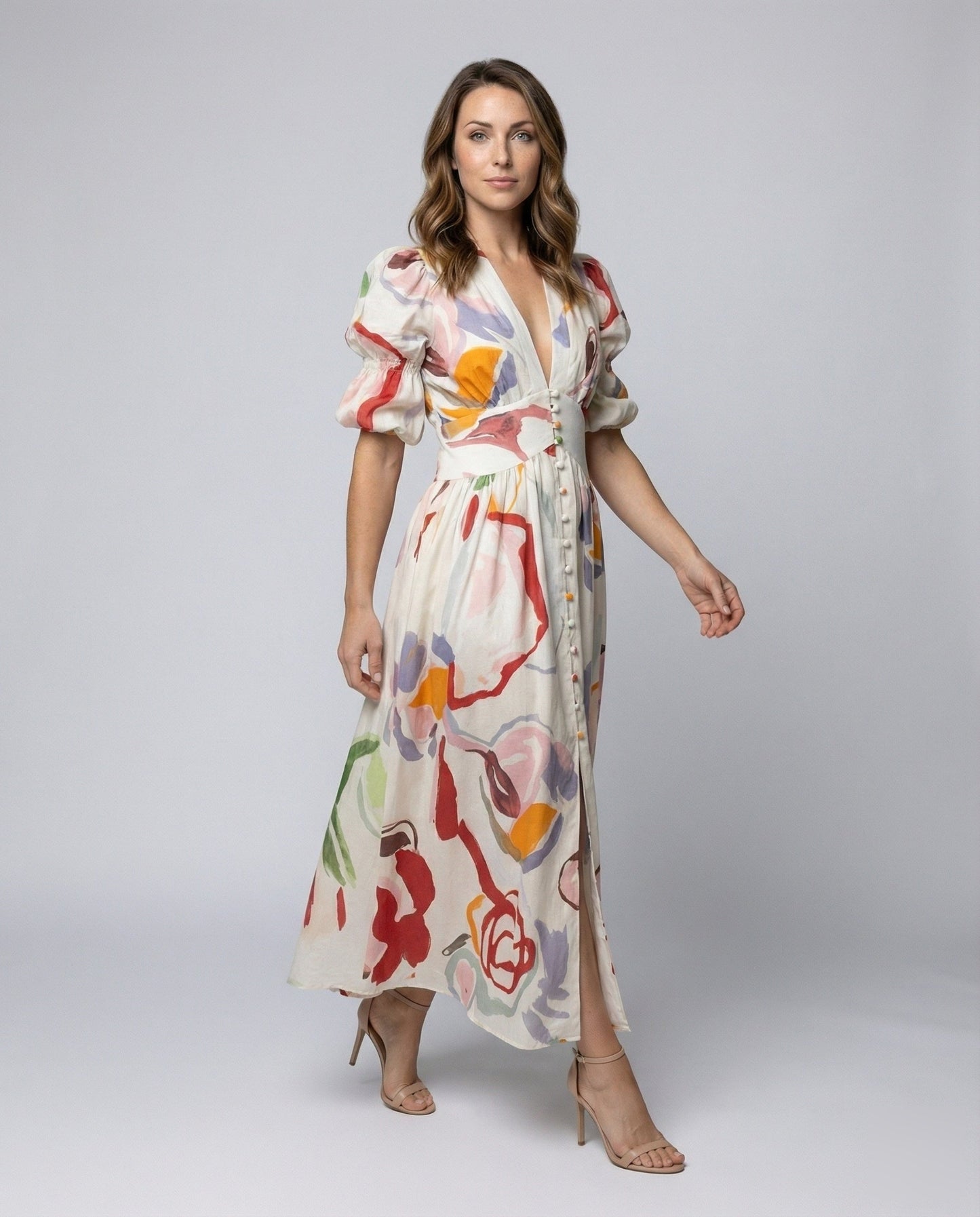 Damen V-Ausschnitt Kleid Korsagen-Taillen Design - Norvielle