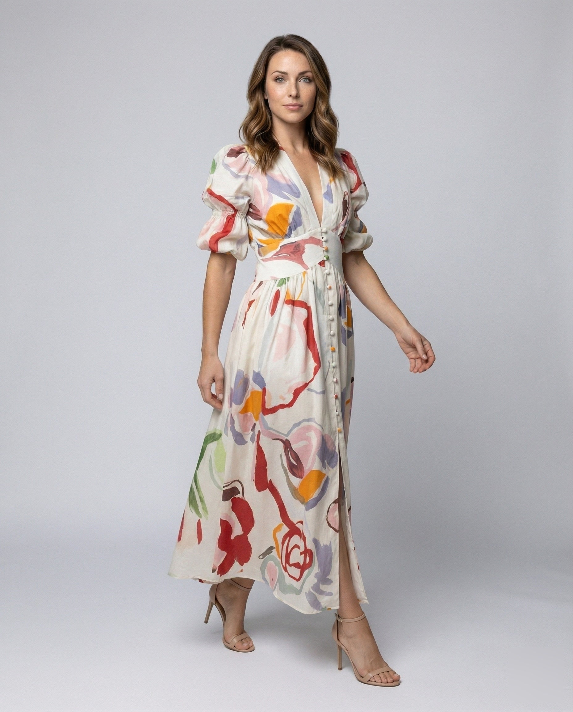 Damen V-Ausschnitt Kleid Korsagen-Taillen Design - Norvielle