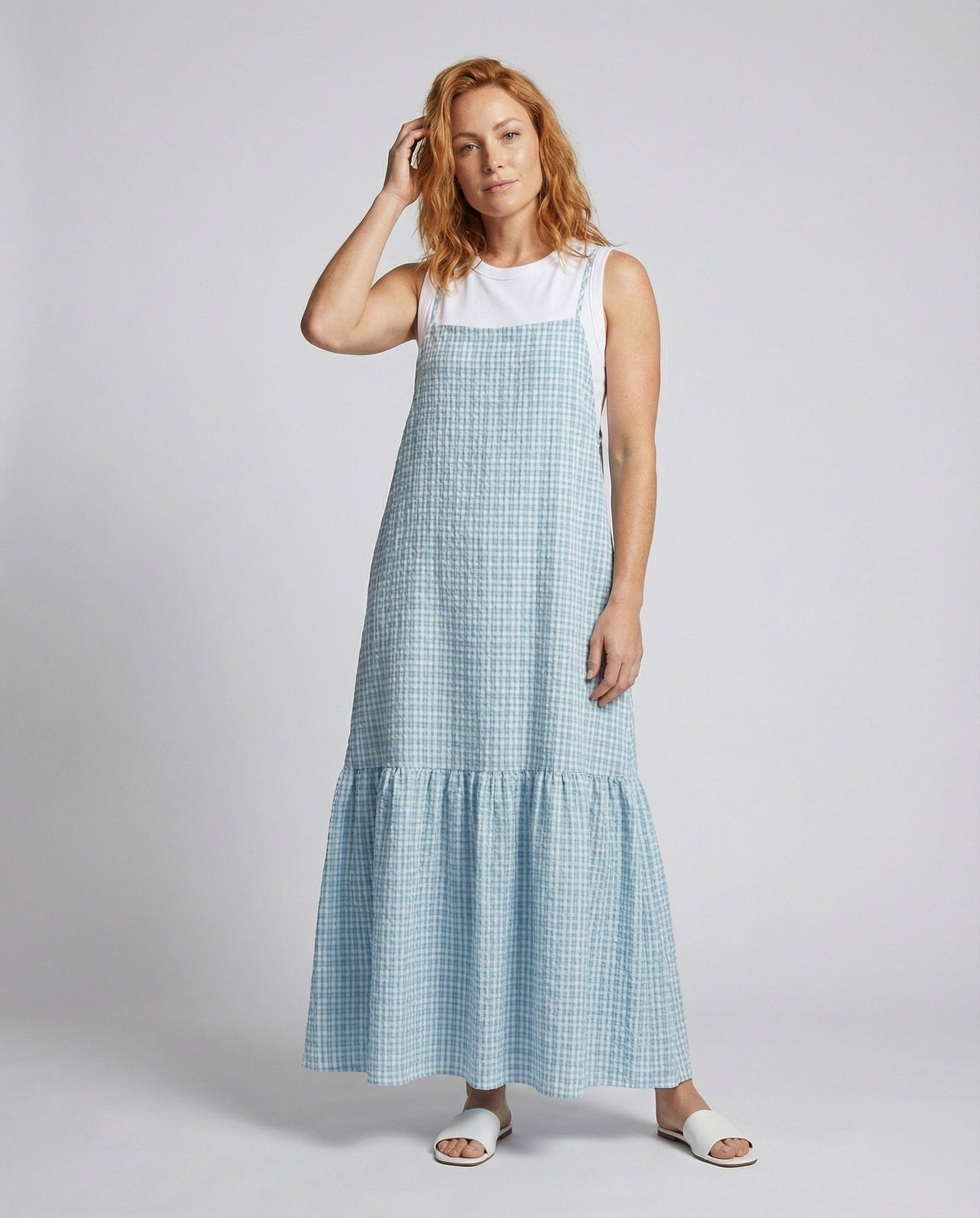 Damen Maxikleid Vichy-Karo Stoff - Norvielle