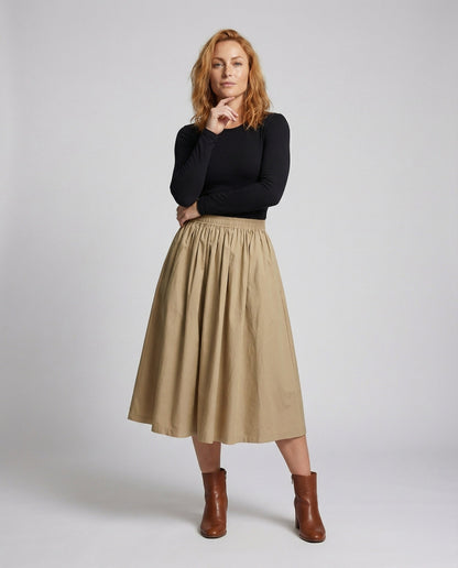 Damen Midirock Voluminös Smokbund Schwarz - Norvielle