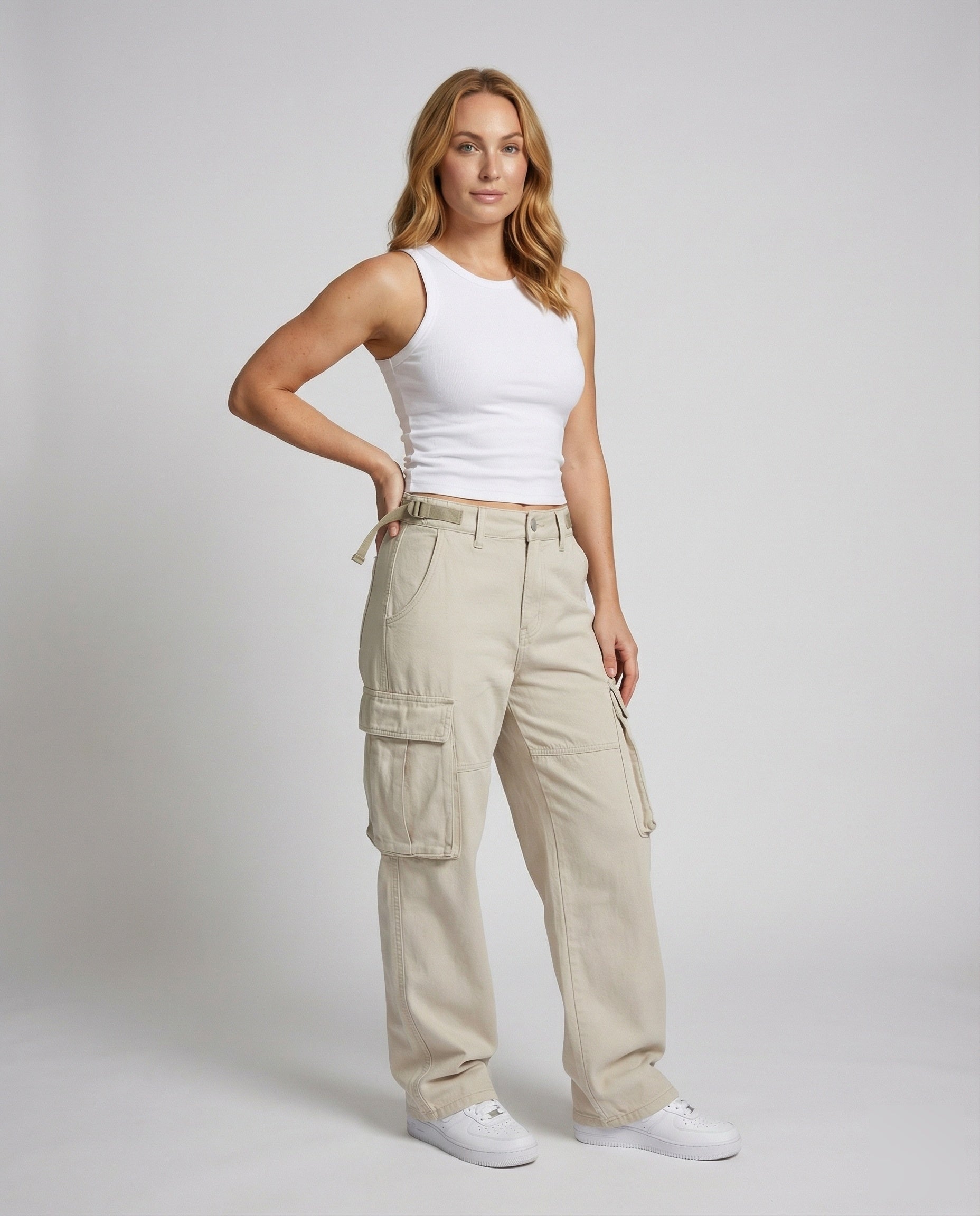 Damen Cargo-Hose Weite Passform Klappentaschen - Norvielle