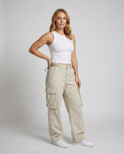 Damen Cargo-Hose Weite Passform Klappentaschen - Norvielle