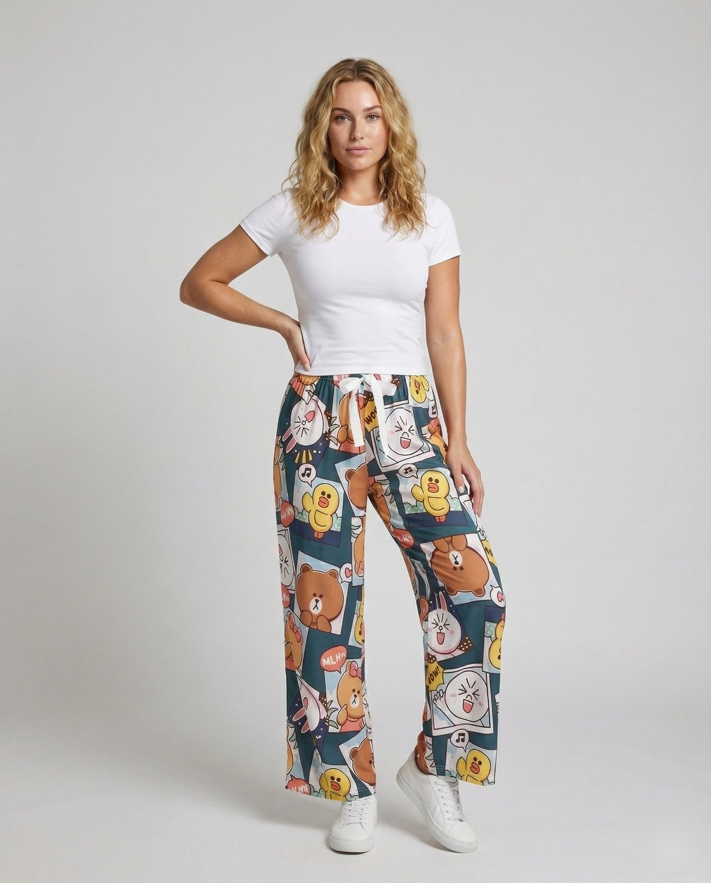 Damen Pyjama-Hose Weite Zierschleife - Norvielle