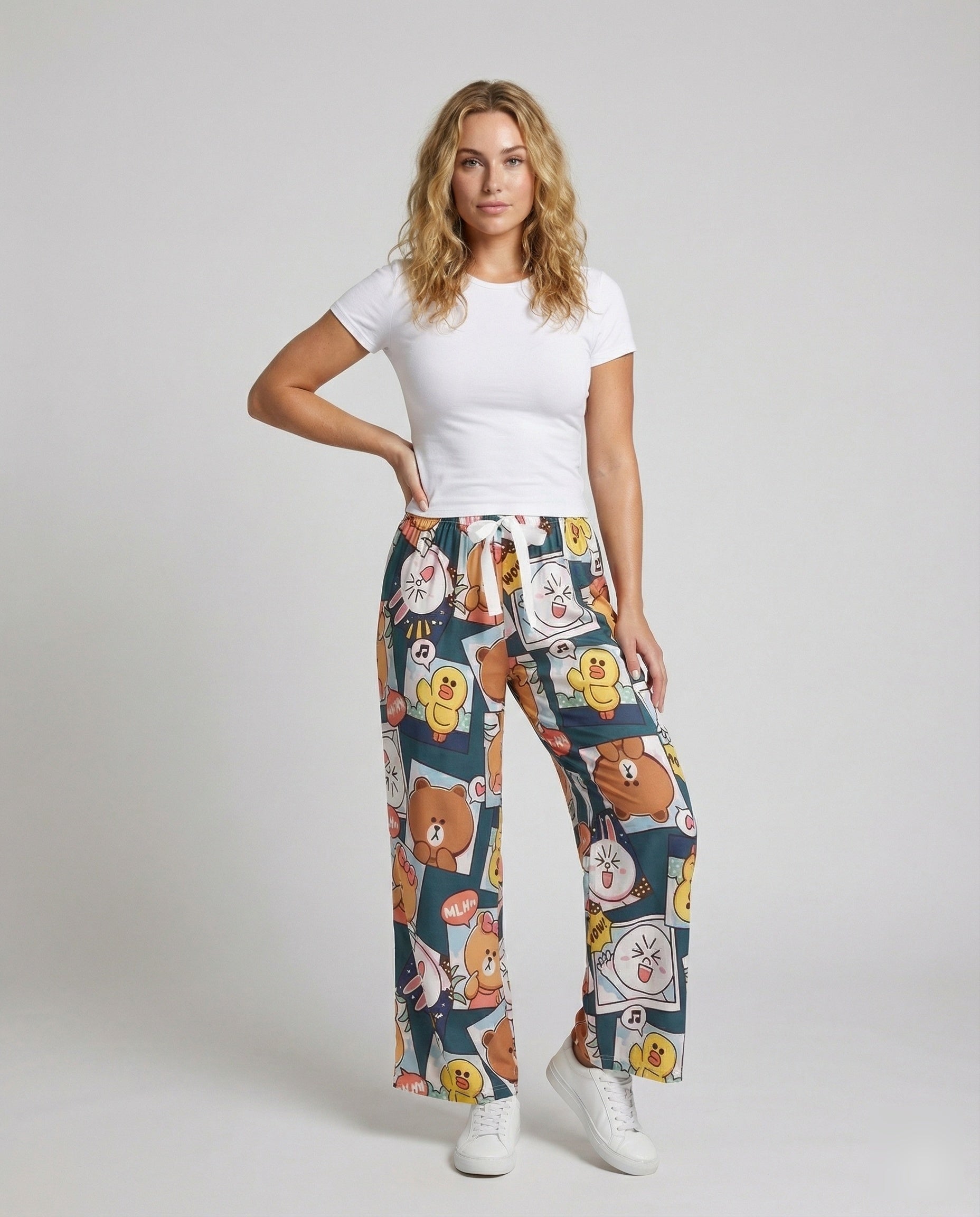 Damen Pyjama-Hose Weite Zierschleife - Norvielle